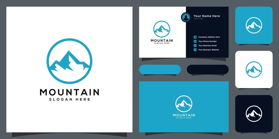 Mountain logo vector design and business card Stock Illustration