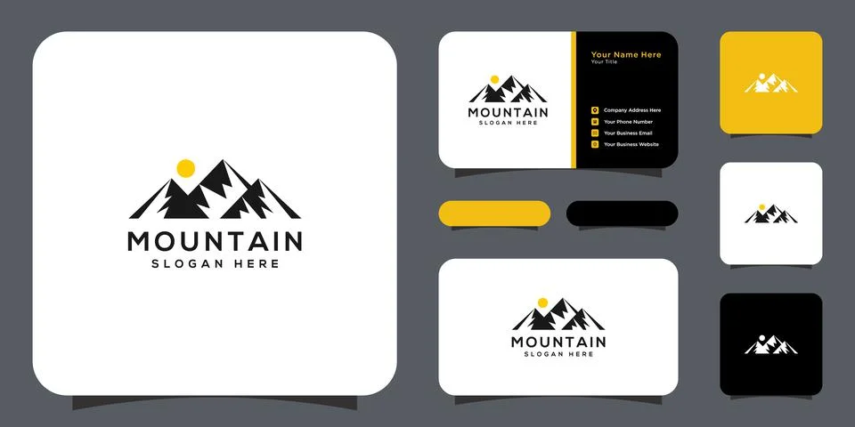 Mountain logo vector design and business card Stock Illustration