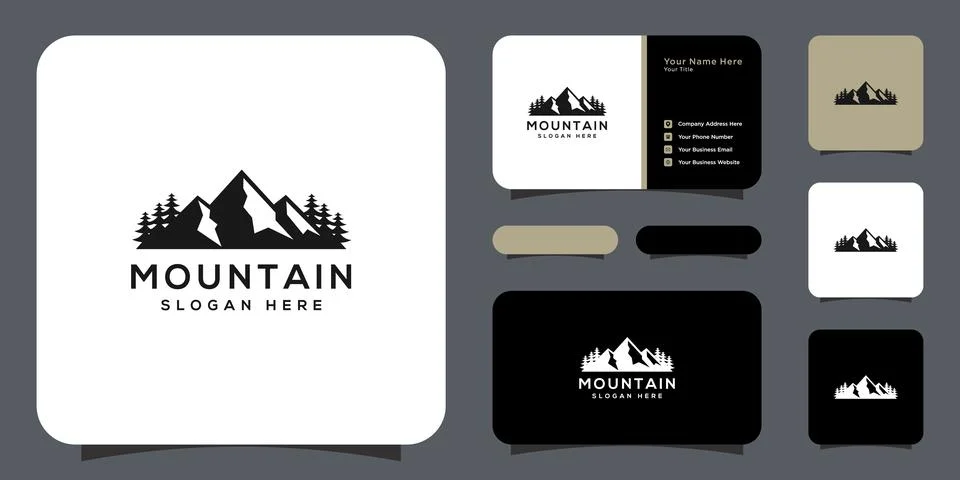 Mountain logo vector design and business card Stock Illustration