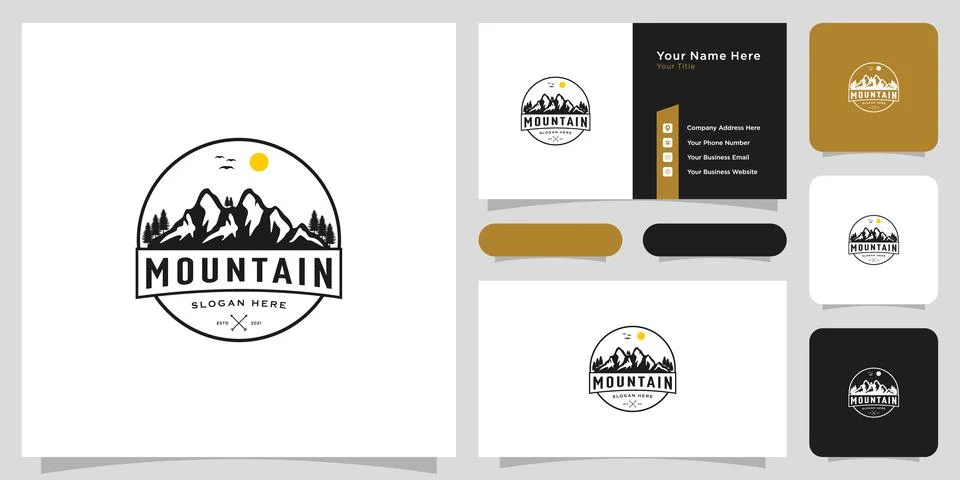 Mountain logo vector design emblem vintage Stock Illustration