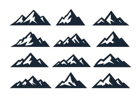 Mountain logo vector icon illustration. Peak mountain snow range silhouette 스톡 일러스트