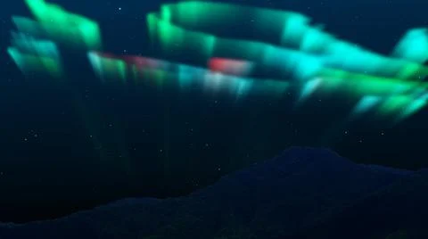 Mountain with Loop Aurora Borealis Milky Way Galaxy. Stars Simulated Northern Stock Illustration