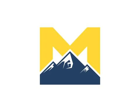 Mountain with M letter initial on the top Illustrazione stock