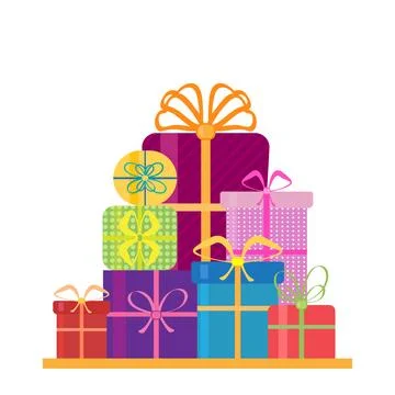 Mountain of many different gift boxes Stock Illustration