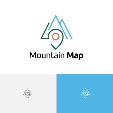 Mountain Map Location Nature Explore Adventure Simple Line Logo Stock Illustration