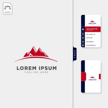 Mountain map navigator logo template free business card design Stock Illustration