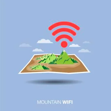 Mountain map, wifi , flat design icon Stock Illustration