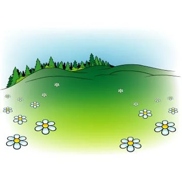 Mountain Meadow And Forest Stock Illustration