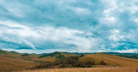 Mountain meadow time-lapse at the summer or autumn time. Wild nature and rural Stock Footage 222514923
