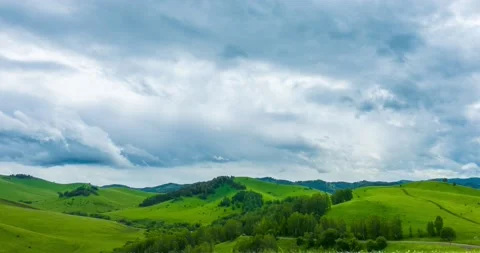 Mountain meadow time-lapse at the summer or autumn time. Wild nature and rural Stock Footage 222515360