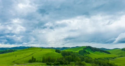 Mountain meadow time-lapse at the summer or autumn time. Wild nature and rural Stock Footage 291785514