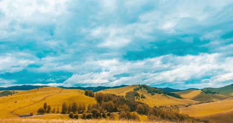 Mountain meadow time-lapse at the summer or autumn time. Wild nature and rural Stock Footage 291785829