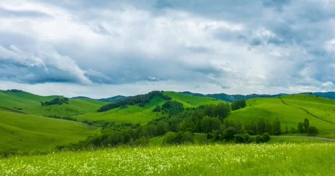 Mountain meadow time-lapse at the summer or autumn time. Wild nature and rural Stock Footage 310718147