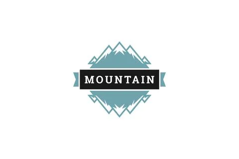 Mountain mirror reflection effect retro logo design template camping explor.. Stock Illustration