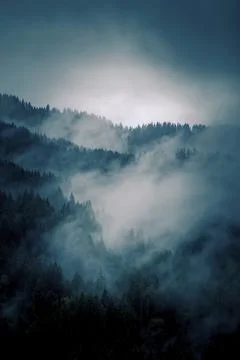 Mountain in the mist Stock Photos