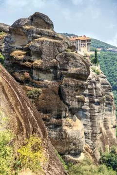 Mountain monastery at Meteora, Greece Stock Photos