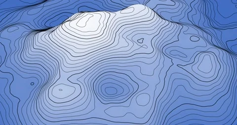 Mountain: monochromatic shading with contour lines display. Stock Footage 132928151