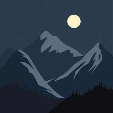 Mountain moon light Stock Illustration