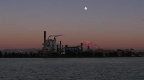 Mountain moon sunset Stock Footage 57379454