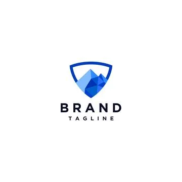 Mountain Mosaic in Shield Icon Stock Illustration