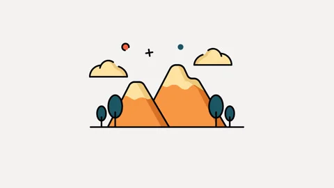 Mountain motion looping video color cartoon animation graphic icon design Stock Footage 265604513