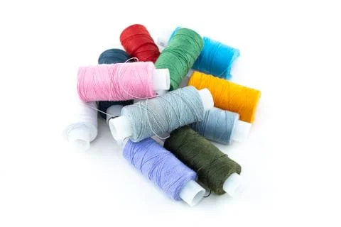 Mountain multi-colored thread lilac, gray and pink on a white background Stock Photos