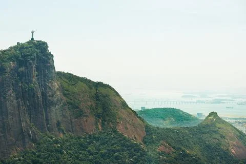 Mountain, nature and Christ the Redeemer in Brazil for tourism, sightseeing and Stock Photos