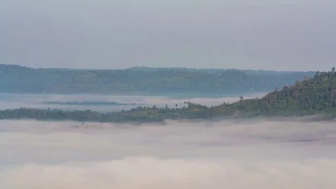 Mountain nature time-lapse of misty clouds fast movement Stock Footage 74140102