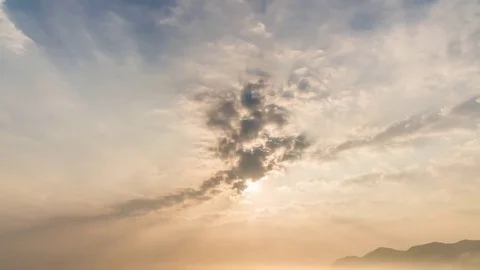 Mountain nature time-lapse of misty clouds fast movement Stock Footage 74142908