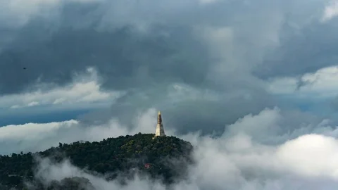 Mountain nature time-lapse of misty clouds fast movement Stock Footage 74281282