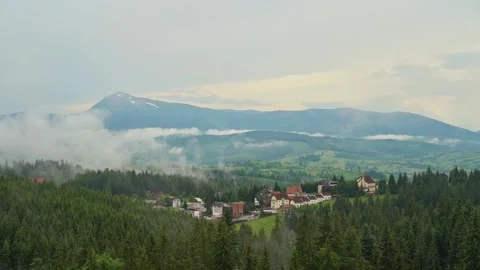 Mountain nature. View of the mountains in the clouds. Summer in the Carpathians. Stock Footage 247016748