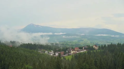 Mountain nature. View of the mountains in the clouds. Summer in the Carpathians. Stock Footage 247016926
