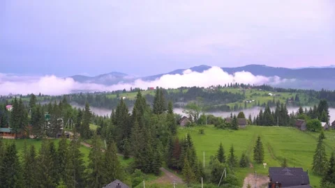 Mountain nature. View of the mountains in the clouds. Rain in the Carpathians. B Stock Footage 247016928