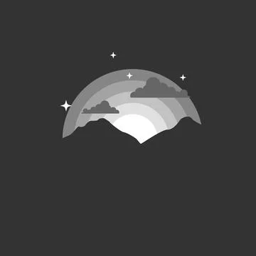 Mountain in the Night. Silhouette Stock Illustration
