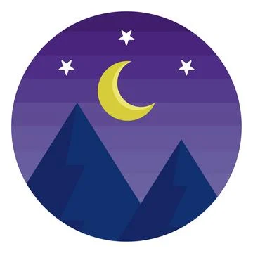 Mountain night starry scene. Vector Stock Illustration