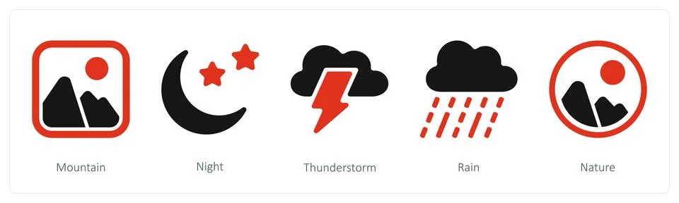 Mountain, night, thunderstorm Stock Illustration