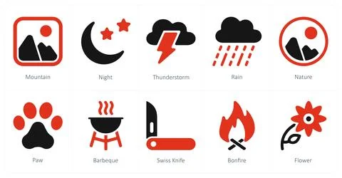Mountain, night, thunderstorm Stock Illustration