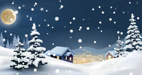 Mountain night time scene with falling snow Stock Footage 164651167