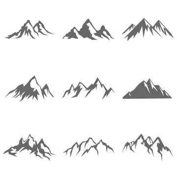 Mountain object in flat silhouette style Stock Illustration