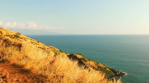 Mountain Ocean Landscape View. Beautiful Coast Line. Stock Footage 59015512