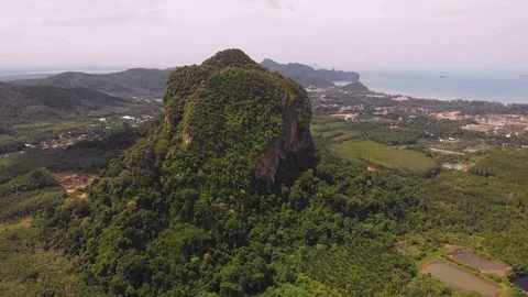 Mountain &amp; Ocean Pan / Drone Shot Stock Footage 111991250