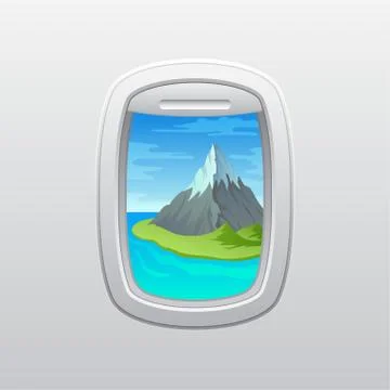 Mountain by the ocean. View from the window of the plane. Vector illustration. 스톡 일러스트