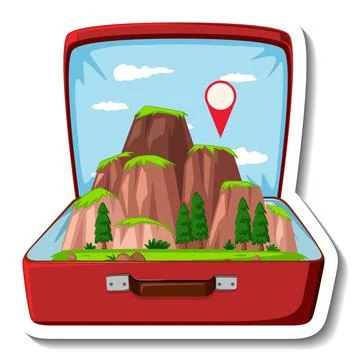 Mountain in the opened suitcase Stock Illustration