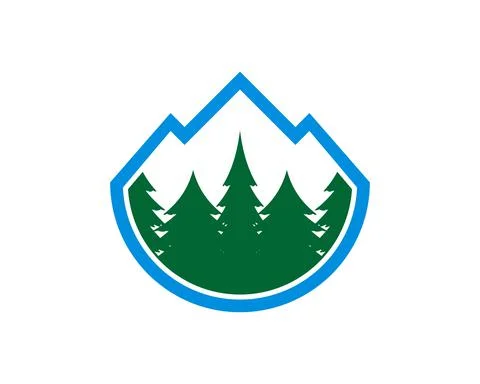 Mountain outline with pine forest inside Stock Illustration