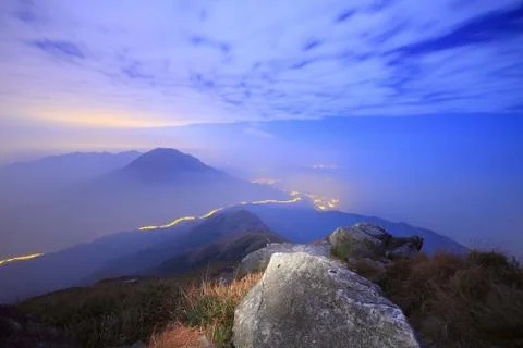 Mountain Over the Sunset Stock Photos