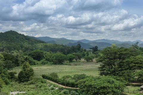 Mountain panorama with clouds and sky Stock Photos