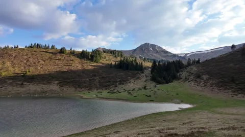 Mountain panorama of the lake. Stock Footage 317633449