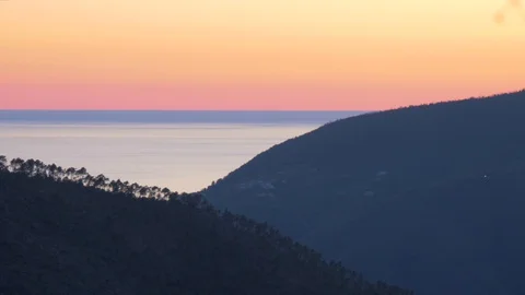 Mountain panorama at sunset Video stock 128838895