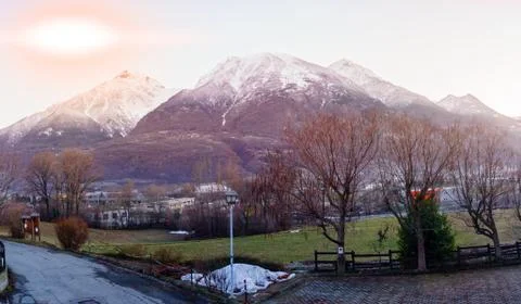 Mountain panorama on winter Stock Photos
