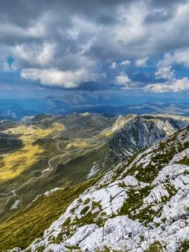 Mountain Panoramic Landscape from Prutas Summit in Durmitor Stock Photos